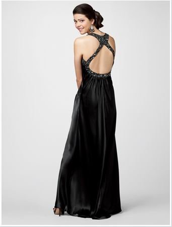 Jeweled silk strap dress